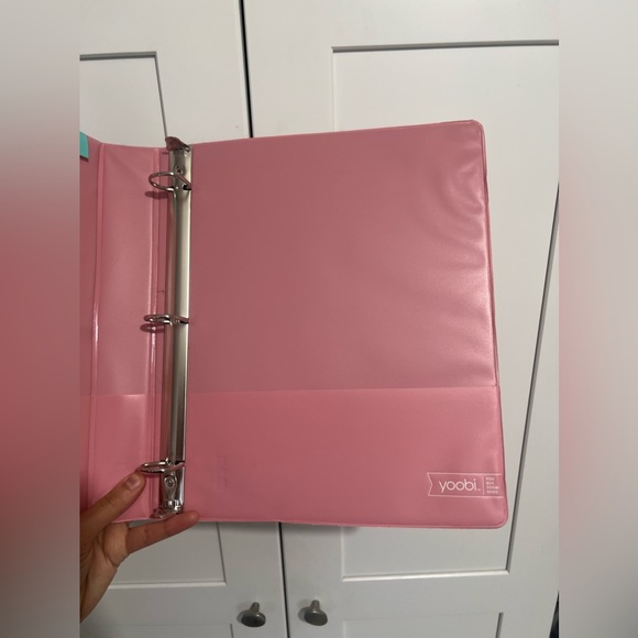 PINK YOOBI binder new 1 inch binder pink with pockets school organized supply - Picture 6 of 8